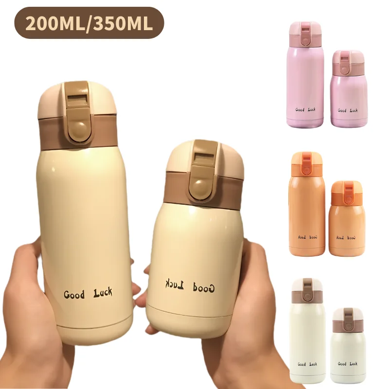 S70fb284e8fd9421f93f49b1075c1b904R.webp 200/350ml Cute Mini Thermos Cup Stainless Steel Thermal Coffee Mug Portable Vacuum Flask Insulated Water Bottle with Button Lid - Image 1