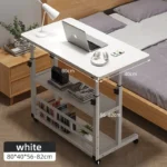 이동식 사이드 테이블 높이조절 책상 Mobile Bedside Table, Household Lifting Computer Desk - Simple Double-layer Small Office Desk -80x40 - Image 9